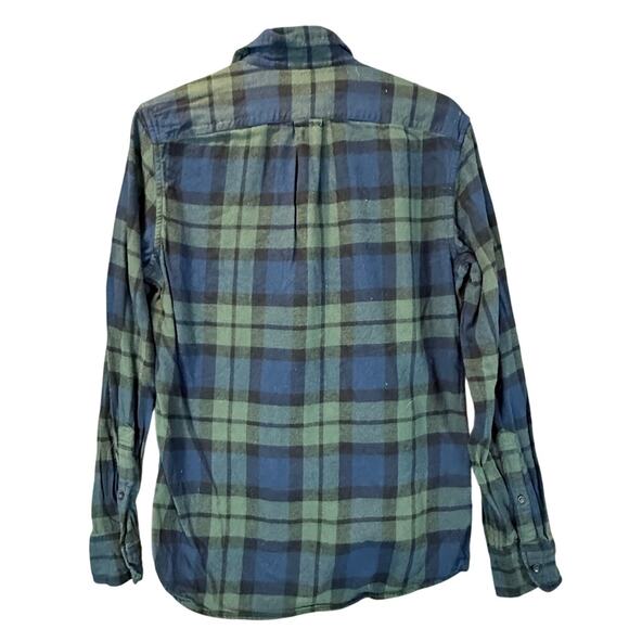 J. Crew Flannel Button Down Shirt Blackwatch Plaid Green Blue S Small - Picture 2 of 8
